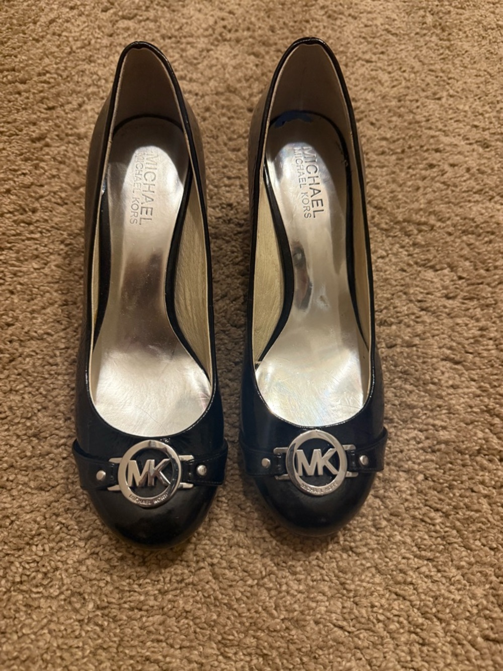 Michael Kors Black Leather Logo Pump Heels
